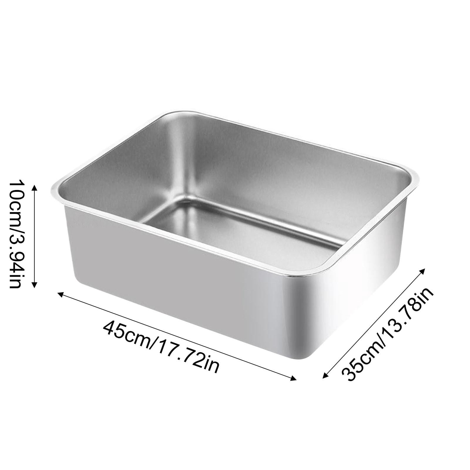 Stainless Steel Cat Litter Box, 17.7 X 13.8 X 3.9 inch Extra Thick Flat Bottom, Open top design with Low Entry, Ideal As A Kitty Litter Box and Small Cat Litter Box for