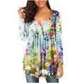 thumbnail image 1 of Camiseta suelta estampada a la moda para mujer, blusa de manga larga, cuello redondo, camisetas informales Pompotops  FGAJ5633, 1 of 6