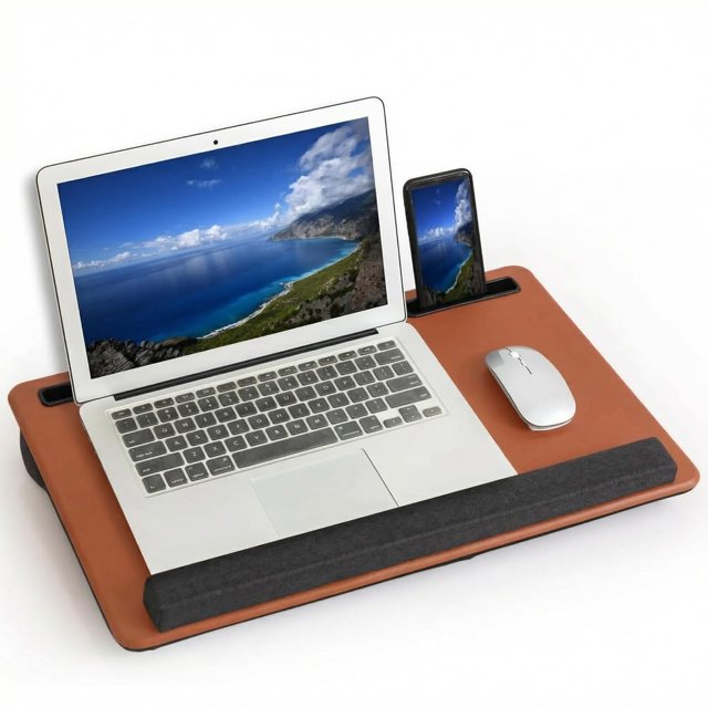 Mesa portátil para laptop HLead con alfombrilla de mouse de cuero PU, compatible con 17"