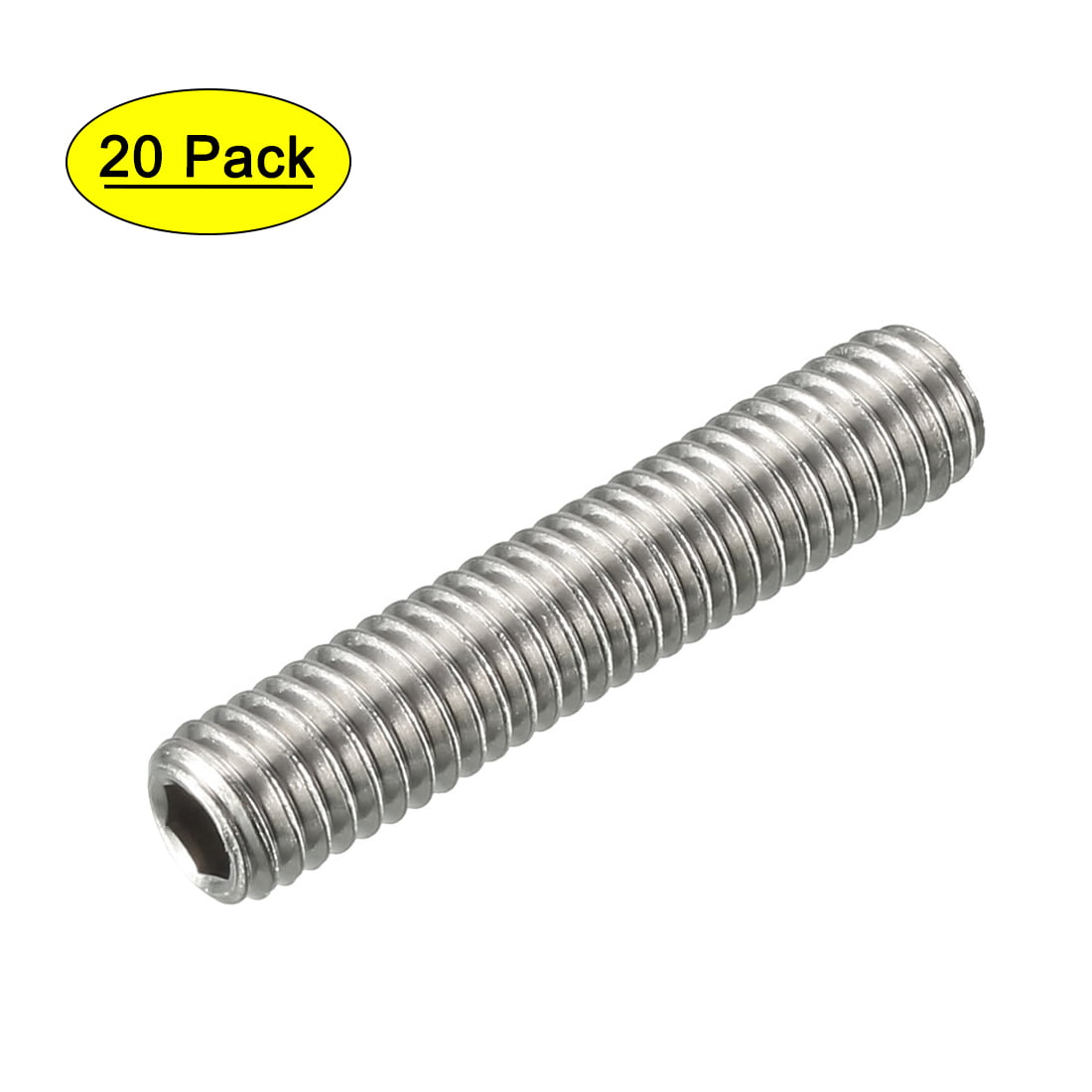 M6 x 40mm 1mm Thread Pitch 304 Stainless Steel Rod Bar Studs Silver Tone 20 Pcs