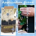 thumbnail image 4 of 1 caja de 24 dijes azules para rosario, de aleación de metal esmaltado, estilo tibetano de Pascua, con crucifijo., 4 of 5