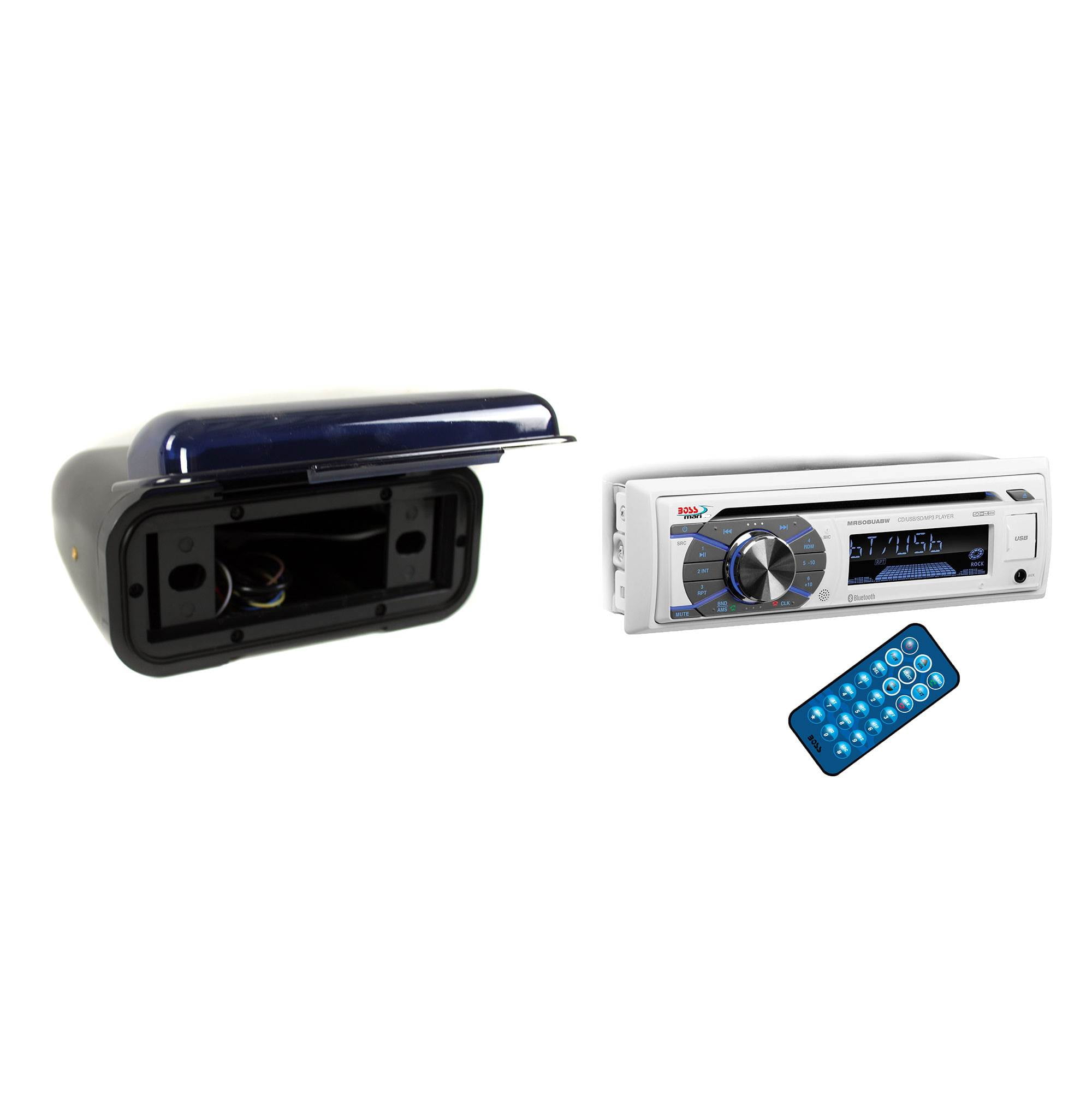 Pyle Waterproof Marine Stereo Housing Cover + Boss Marine In Dash Audio Player
