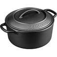 thumbnail image 3 of Pre-Seasoned Cast Iron Dutch Oven Pot with Lid, 5 Quart Black Round Cooking Pot for Baking, Stewing, Camping, 3 of 8