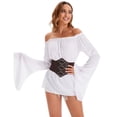 thumbnail image 5 of SWSMCLT Women's Acting 2 Piece Colonial Billowy Renaissance Victorian Outfits Elastic Bunched Off Shoulder Blouse Top White 12, 5 of 5