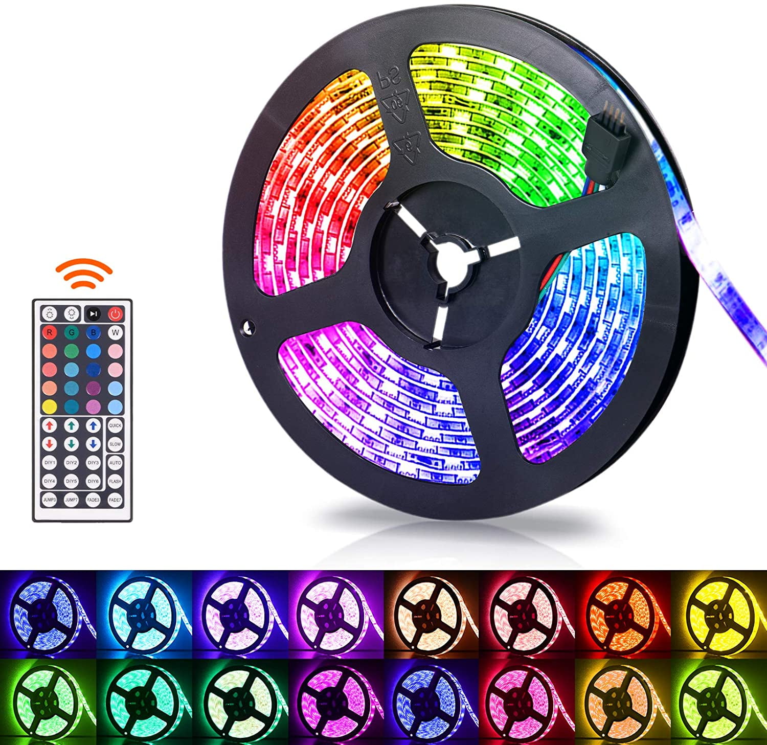 32FT 49FT Flexible 3528 RGB LED SMD Strip Light Remote Fairy Light Room TV Party 