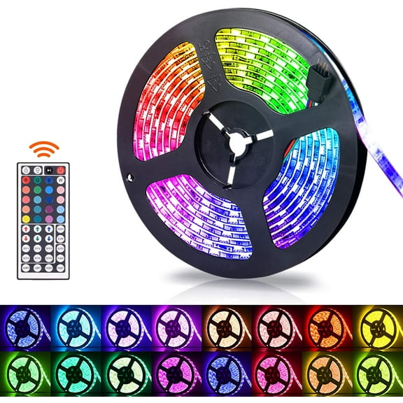AlexTong 16.4ft 3528SMD Led Lights for Bedroom, Multi-Color Changing LED Rope Lights for Bedroom with 44Key Remote & 12V DC Power Supply for Home Room Office Decorations