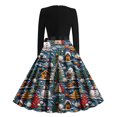 50s Vintage Christmas Dress for Women Xmas 3D Print Patchwork Plus Size