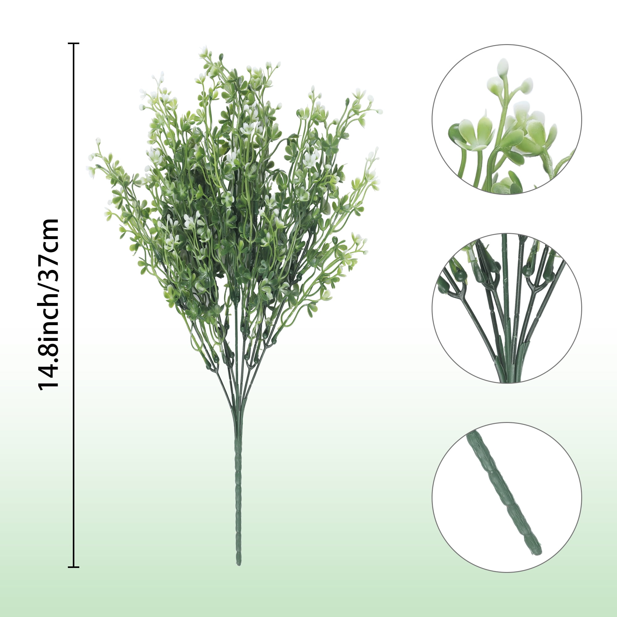 Unique Bargains 4 Pack Artificial Plants Faux Grass Greenery Fake Outdoor Plants Green