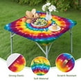 thumbnail image 4 of Rainbow Tie Dye Concentric Circles Square Fitted Tablecloth with Elastic Edge,Square Table Cover,Washable Elastic Table Cover for Home Kitchen Party Decor 34"x34", 4 of 6