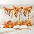 thumbnail image 3 of Orange Pumpkins Fall Outdoor Waterproof Pillow Covers, Thanksgiving Botanical Maple Leaves Falling Decorative Square Throw Pillowcase Sofa Cushion Sham for Patio/Couch/Chair, 20"x20" 2 Pack, 3 of 8