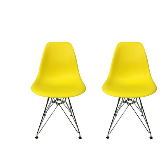 Eiffel Dining Chair with Chrome Base - Yellow