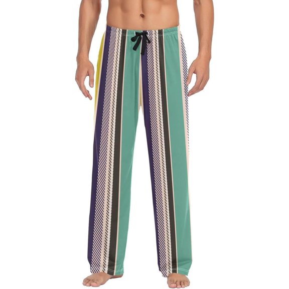 Mexican Serape Stripes Ghost Pajama Pants, Men's Lounge Pants Light with Drawstring and Pockets, Christmas New Year Birthday Father's Day Gifts, X-Large