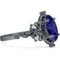 thumbnail image 5 of Art Deco Marquise Filigree Engagement Ring Blue Sapphire Cubic Zirconia Black Tone 925 Sterling Silver, Size 6, 5 of 7