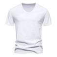 thumbnail image 2 of FASHOFT Mens Ultra Soft V Neck Bamboo Viscose Cotton T-Shirt Moisture-Wicking Cooling Lounge Casual Shirts White S, 2 of 8