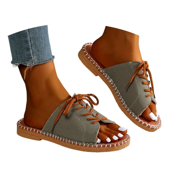 Mostsola Sandals for Women 2025 Trendy Slippers Lace up Beach Shoes Slip on Slides Sandals