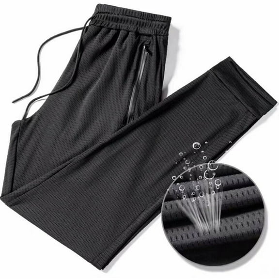UTTOASFAY Men Pants Men's Sports Pants Hollow Summer Thin Loose Air Conditioning Nine-Point Pants