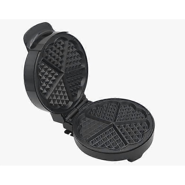 Heart-shaped Waffle Maker with Retro Design, 1000W, Black