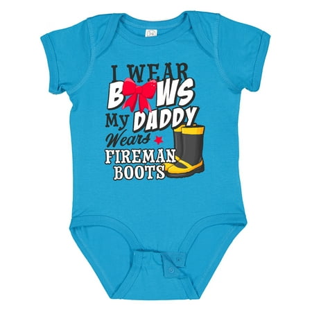 

Inktastic I Wear Bows My Daddy Wears Fireman Boots Gift Baby Girl Bodysuit
