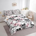thumbnail image 3 of Manfei Floral Skull Bedding Sets Twin Size,Grey Pink Comforter Sets with Sheets,Happy Halloween Bed in a Bag Twin size,Breathable Gothic Room Decorative,Reversible,7-Piece, 3 of 6