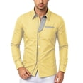 thumbnail image 3 of Daiosportswear Men's Casual Long Sleeve Dress Shirts Business Slim Fit Beach Yoga Shirt Button-Down Collar Blouse with Pockets Yellow XXS, 3 of 7
