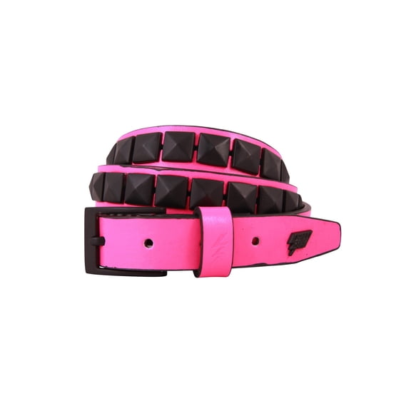 Single Stud Leather Belt [Pink and Black]
