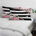 thumbnail image 4 of Pink Flowers Throw Pillow Covers, Spring Floral Butterflies Black White Striped Farmhouse Soft Breathable Pillow Cases with Invisible Zipper, Small Pillowcases for Couch Bed Sofa Chair 16x24 Inches, 4 of 9