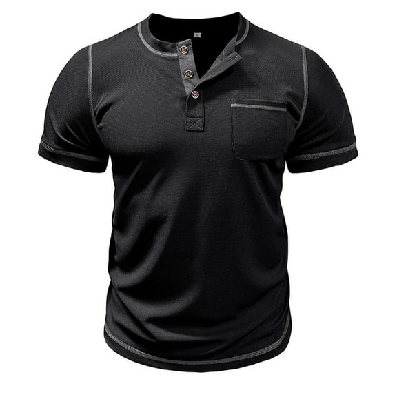 Inleife Mens T-Shirts Clearance, Men Short Sleeve Solid Casual Fashion Turn-down Collar Pullover Buttons T Shirt Blouse
