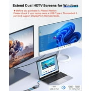 Duomigo USB C Dual HDTV Adapter, 2 Monitor Splitter, USB C Hub for Dual HDTV Docking Station for Laptops and Monitors
