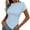 *Light Blue, variant on ClodeEU Women's Round Neck Short Sleeve T-Shirt,Slim Fitted Solid Color Top with Ruched Side and Asymmetric Hem Pink,Women's Plus L
