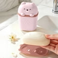 thumbnail image 2 of 2 Pack Cute Travel Soap Case, Portable Leakproof Soap Container Box Dish with Lid, Draining Soap Holder with Covers for Bathroom Gym Traveling Camping Outdoor (Bear Shape,Pink), 2 of 7