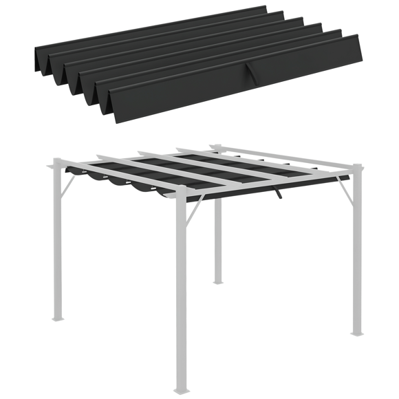 CoSoTower Retractable Replacement Pergola Canopy for 10' x 10' , Pergola Cover Replacement, Dark Grey