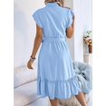 thumbnail image 6 of Women'S Summer Casual Dresses Cap Ruffle Sleeve Button Belted Midi Dress Light Blue M, 6 of 9