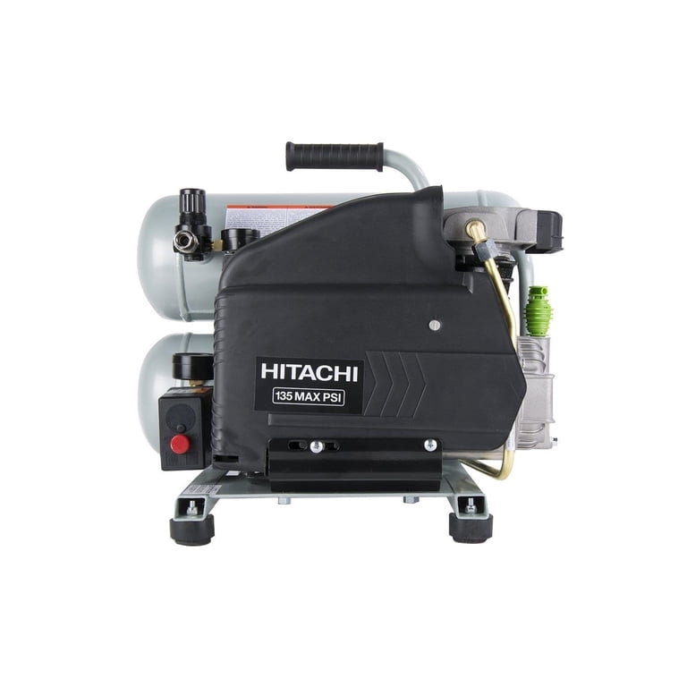 Hitachi EC99S 4 Gallon 2 Hp Portable Twin Stack Air Compressor