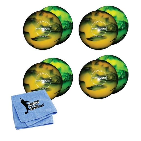 EPCO Candlepin Bowling Balls - Marbleized Glow -Yellow  Black (4 1/2 inch- 2lbs. 6oz.) 4 Balls