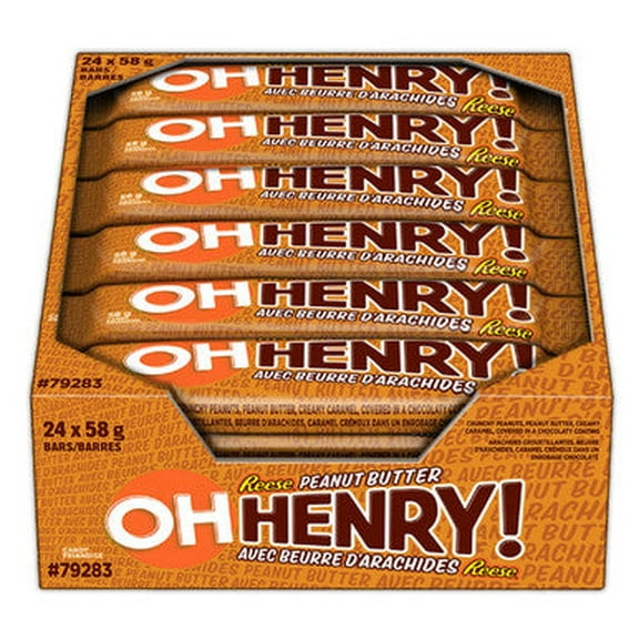 OH HENRY! Chocolate Candy Bars with Peanut Butter, 24pk 58g/2oz