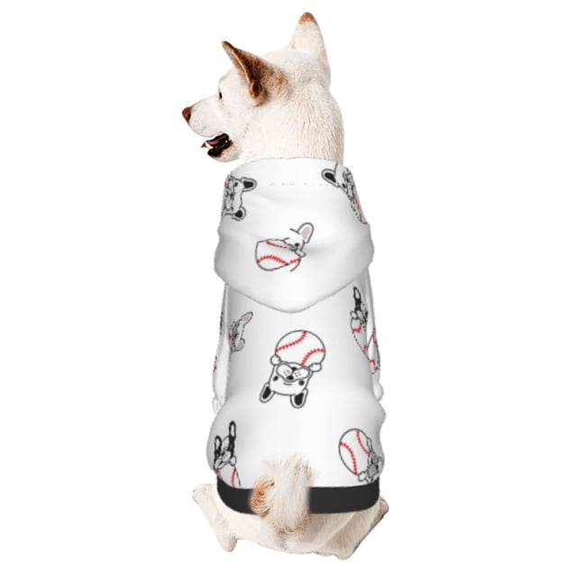 Fotbe Bbaseball Dog Sudadera con Estampado para Perros Pequeños – Suéter con Capucha para Mascotas, Tela Suave de Forro Polar con Bolsillo-Medium