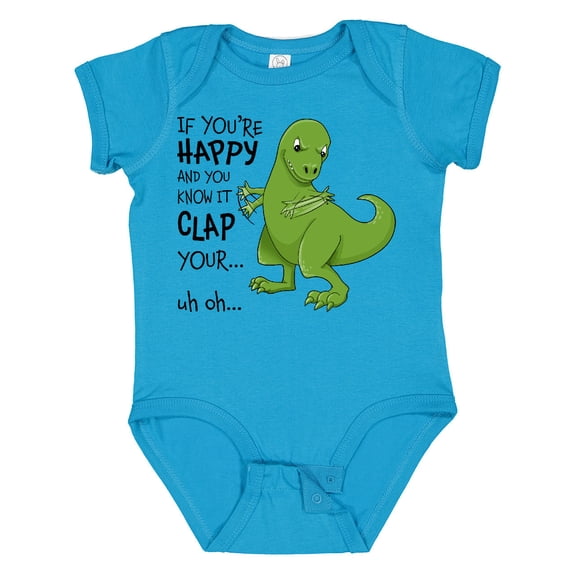 Inktastic T-Rex Can't Clap Boys or Girls Baby Bodysuit