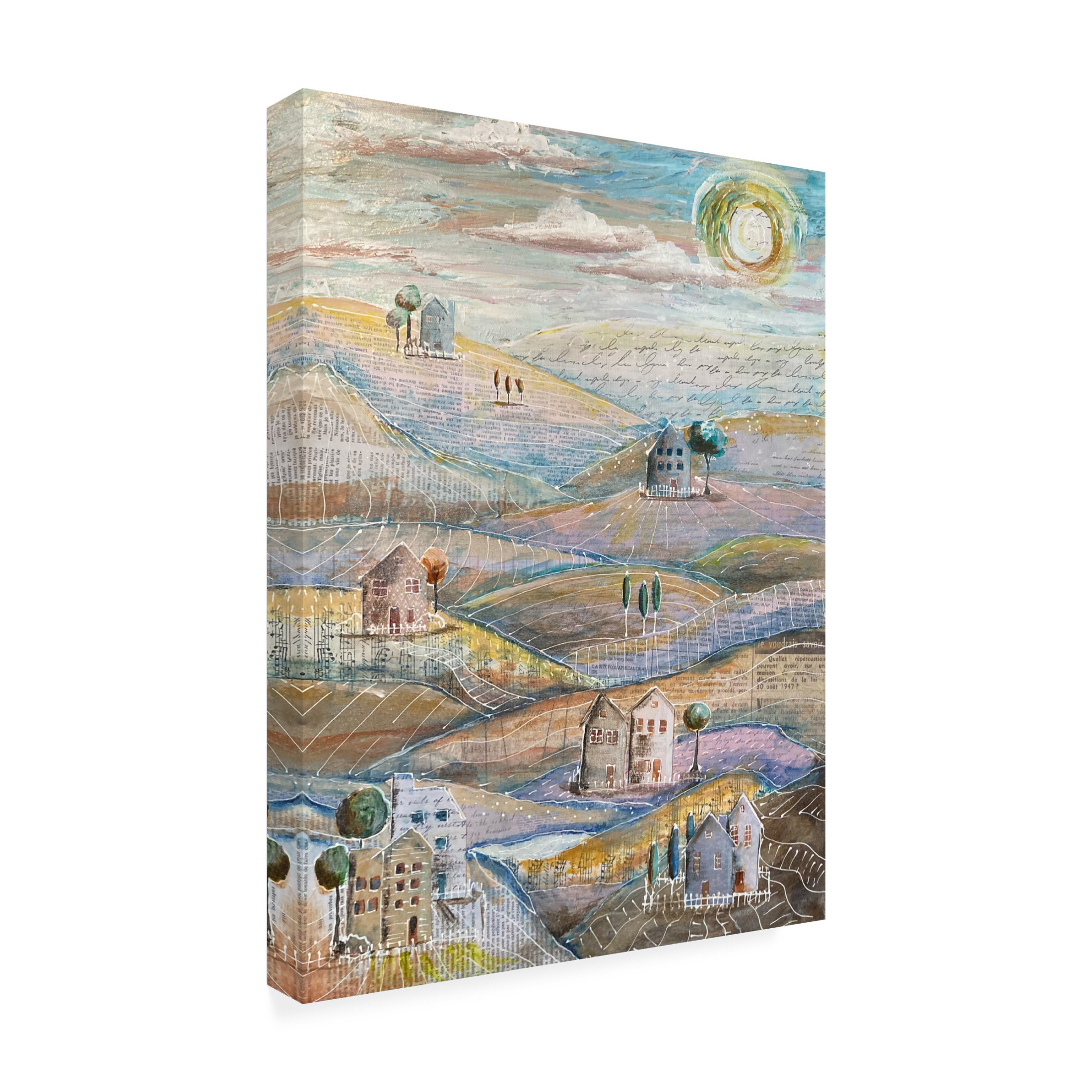 Canvas Wall Art - Christine Rotolo 'Mixed Media Sunny Neighborhood' Wall Art for Living Room, Bedroom, or Office Décor by Trademark Fine Art - 14 x 19 Inches