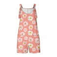 thumbnail image 3 of Women Summer Linen Shorts Overalls Rompers Cute Daisy Adjustable Strap Sleeveless Bib Shorts Jumpsuit with Pockets, 3 of 5
