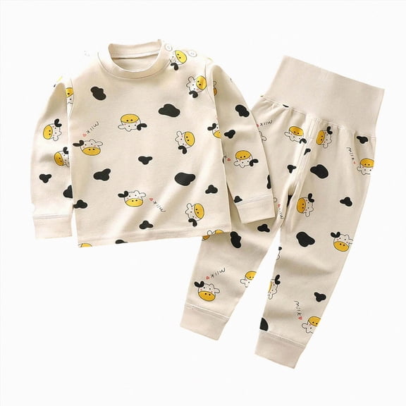 TOWED22 Little Girls Boys Pajamas Toddler Clothes Cute Graphic Cotton 2 Pieces Pjs Kids Jammies Sets Fall Winter Sleepwear 6-24 Months 2t 3t 4t 5t 6t 7t 8t 9t Children(Khaki,1-2 Y)