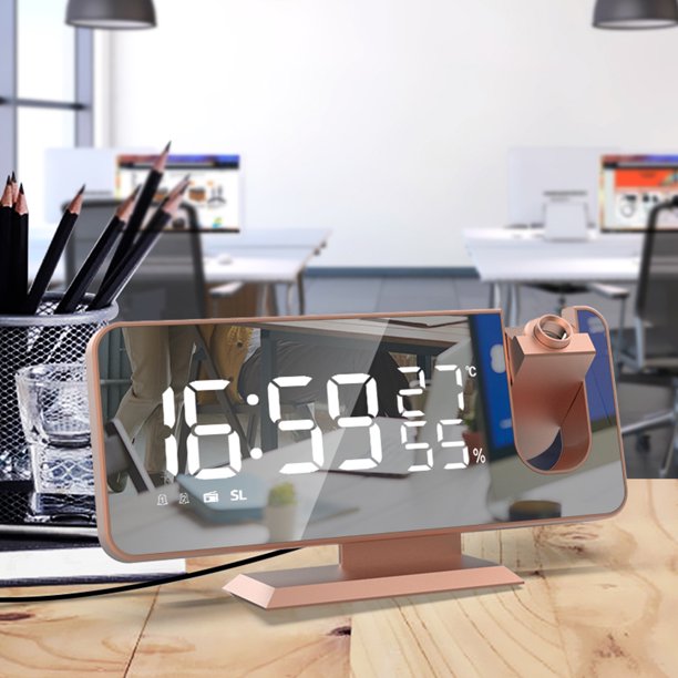 Reloj despertador digital doble con pantalla de espejo grande, radio reloj para el hogar, dormitorio, oficina