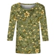 thumbnail image 4 of Ichuanyi Womens Tops 3/4 Sleeve Shirts Round Neck Loose Casual Blouses Floral Print Blouse Tshirts Tee, 4 of 5