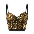 thumbnail image 3 of Womens Tank Tops Women's Pearl Beaded Strapless Corset Crop Top Womens Camisole Gold L, 3 of 4