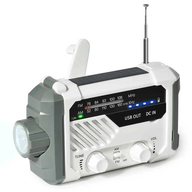 Toma Hand Crank Portable Radio with Antenna Multifunctional Solar Charging LED Flashlight Power Bank Emergency Equipment Outdoor Green
