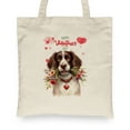 thumbnail image 2 of Happy Valentine's Day English Springer Spaniel holding flowers Canvas Tote Bag Springers Dog Lover Gifts Reusable Shopping Grocery Bag - 03005, 2 of 5