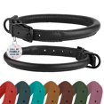 thumbnail image 1 of Collar De Perro De Cuero Enrollado, Collares Redondos Suaves, Etiqueta De Identificación Para Perros Pequeños, Medianos Y Grandes (40,6 A 20.0 In, Color Negro Medianoche), 1 of 1