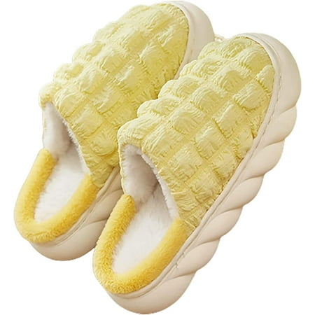 

CoCopeanut Unisex Winter House Slippers Classic Solid Color Warm Cozy Plush Lined Bedroom Slippers Indoor Outdoor