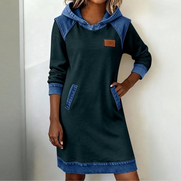 denim sweatshirt dress Women's Hooded Patchwork long sleeve coat AKIRA White Sleeveless Rhinestone Colour:PINK Due To The Specialized Patchwork