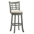 thumbnail image 2 of Weston Home Shapel Window Back 29"H Swivel Bar Stool, Antique Grey Finish, Beige Linen, 2 of 7