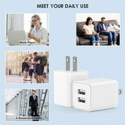Xubinwww USB Plug USB Wall Charger 2 Pack Port USB Electrical Plug Cube 5V 2.4A Charging Block USB Plugs Compatible Ankr1622j21 Lighting Plug Sl1316 Phone Chargers for Android Type C Plug Qube50 Two